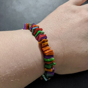 Multi Color Shell Chip Beaded Stretchy Elastic Statement Bracelet